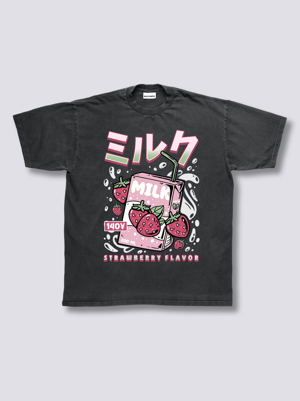 Front Print - Strawberry Milk Vintage T-Shirt