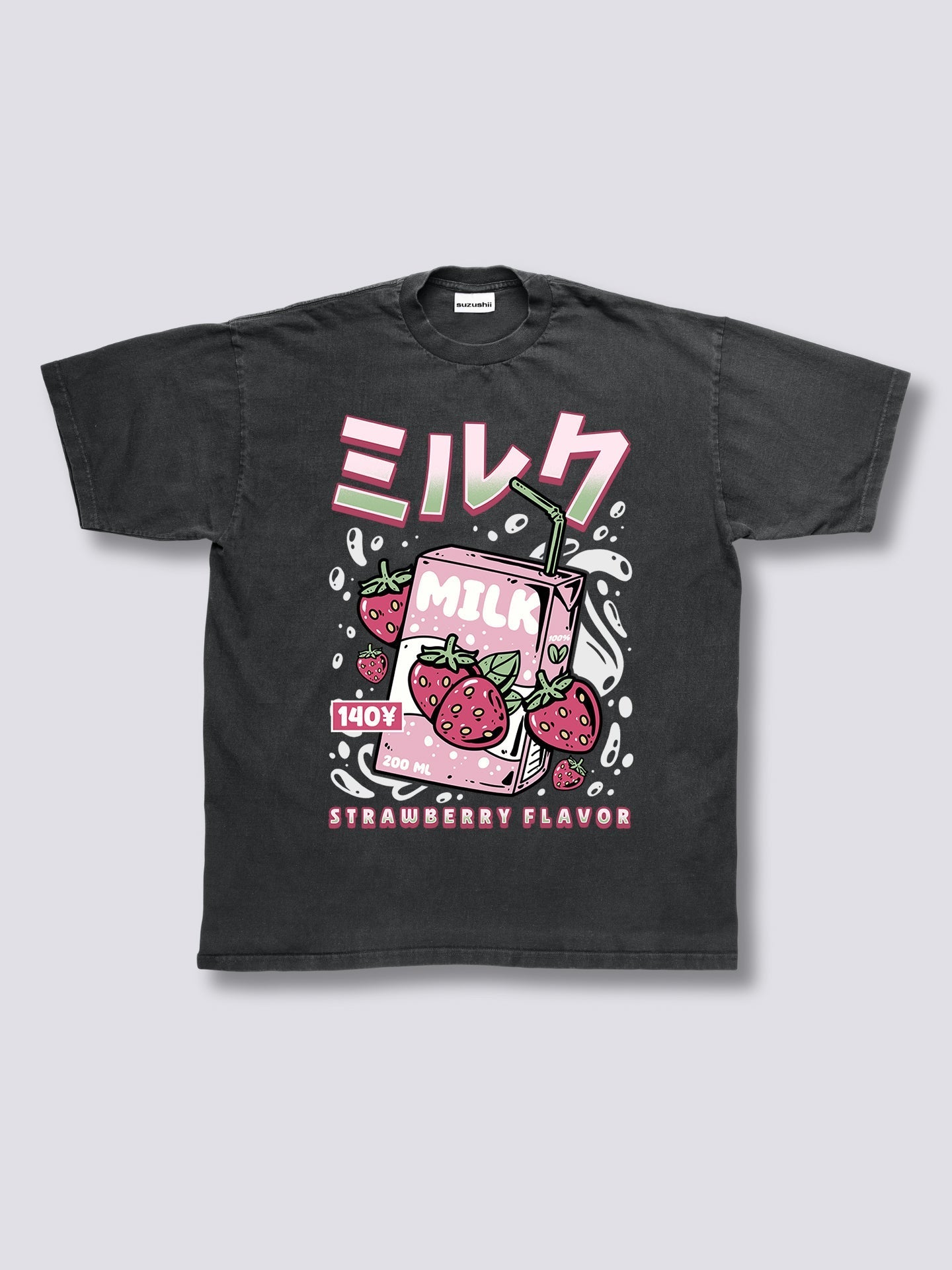 Front Print - Strawberry Milk Vintage T-Shirt