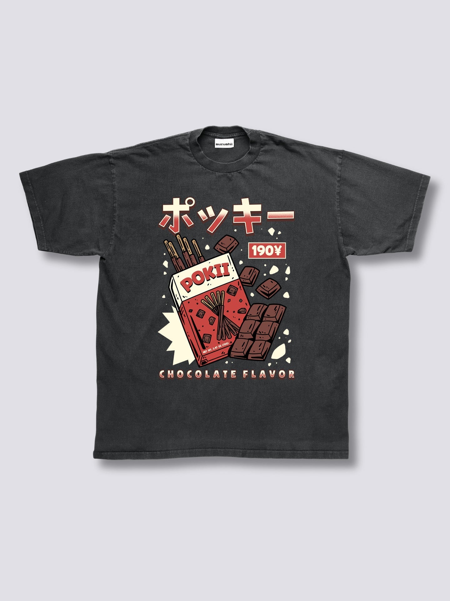 Front Print - Chocolate Pokii Vintage T-Shirt