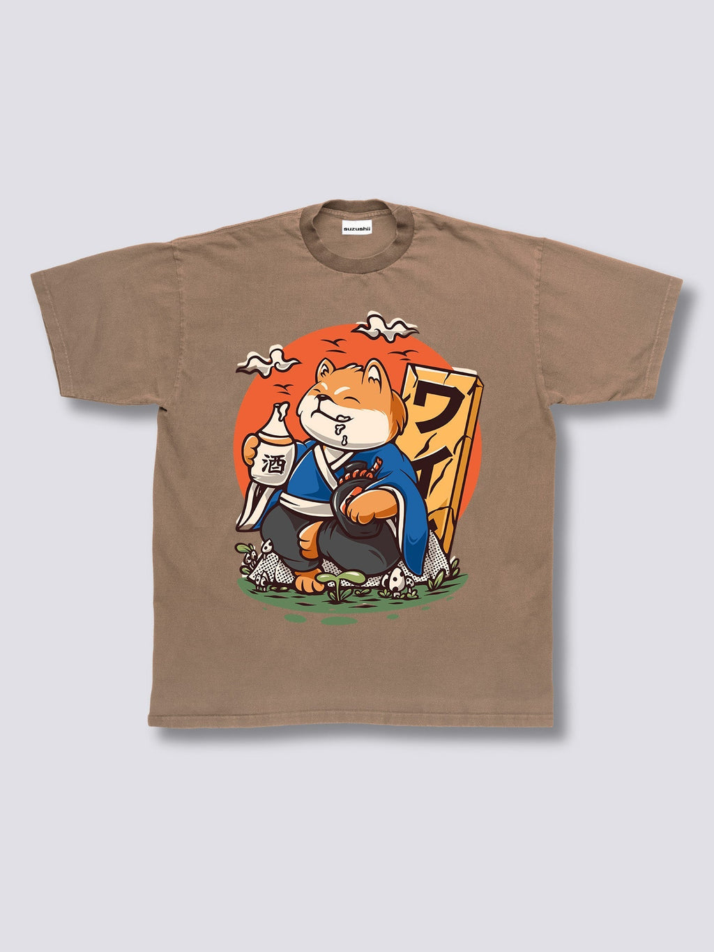 Front Print - Drunk Shiba Vintage T-Shirt