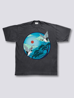 Front Print - Flying Cranes Vintage T-Shirt