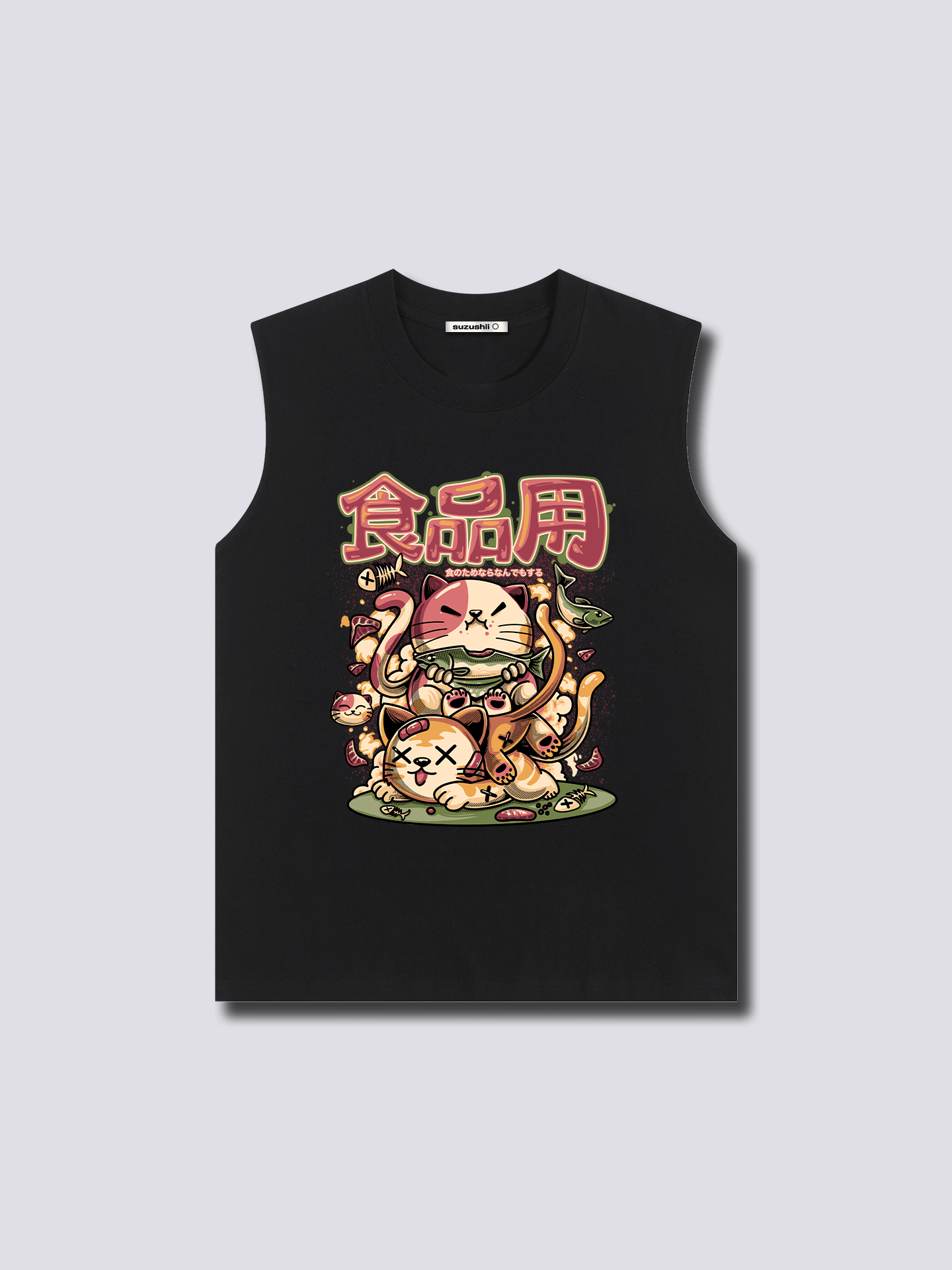 Front Print - Hungry Neko Tank Top