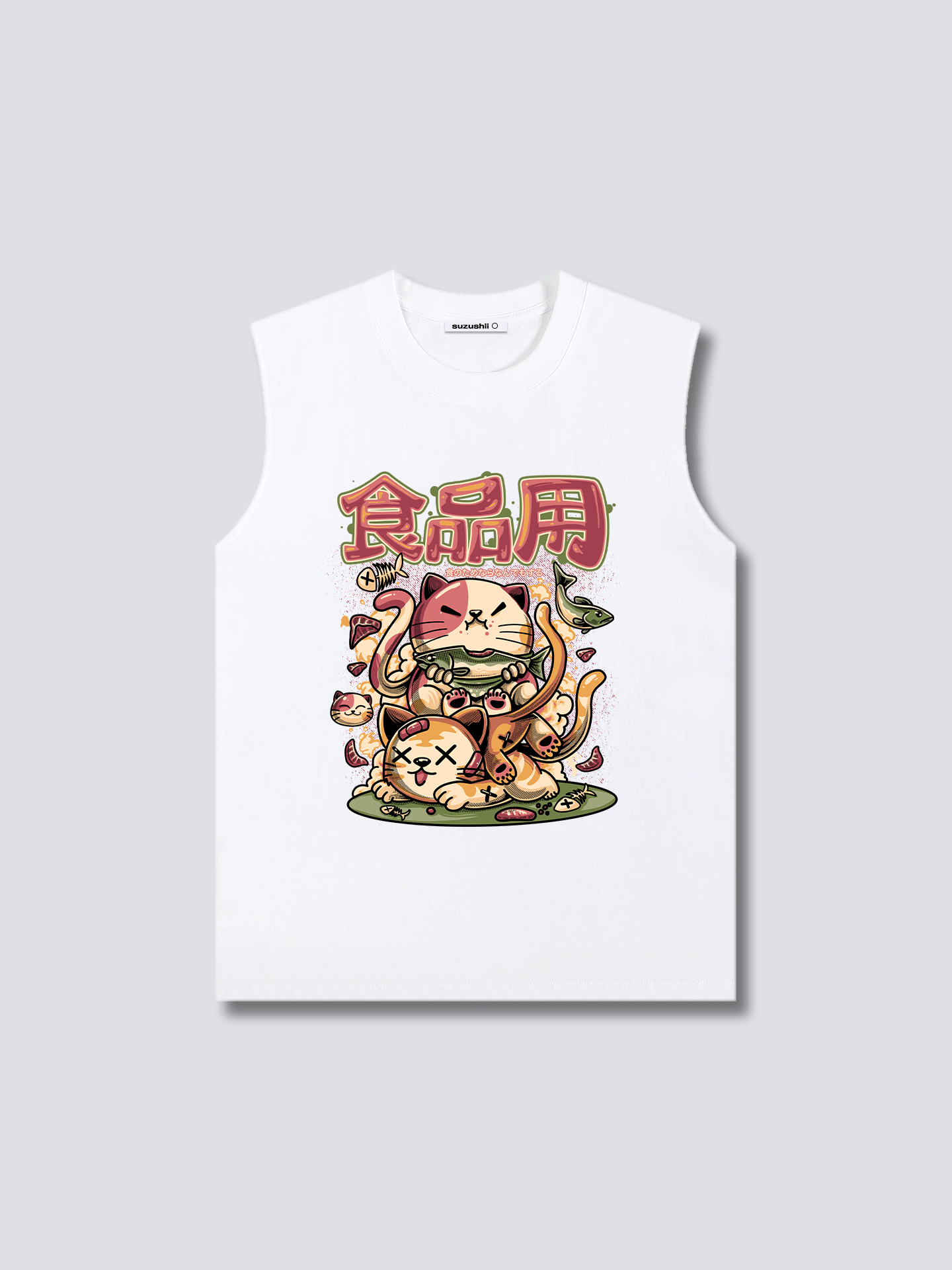 Front Print - Hungry Neko Tank Top