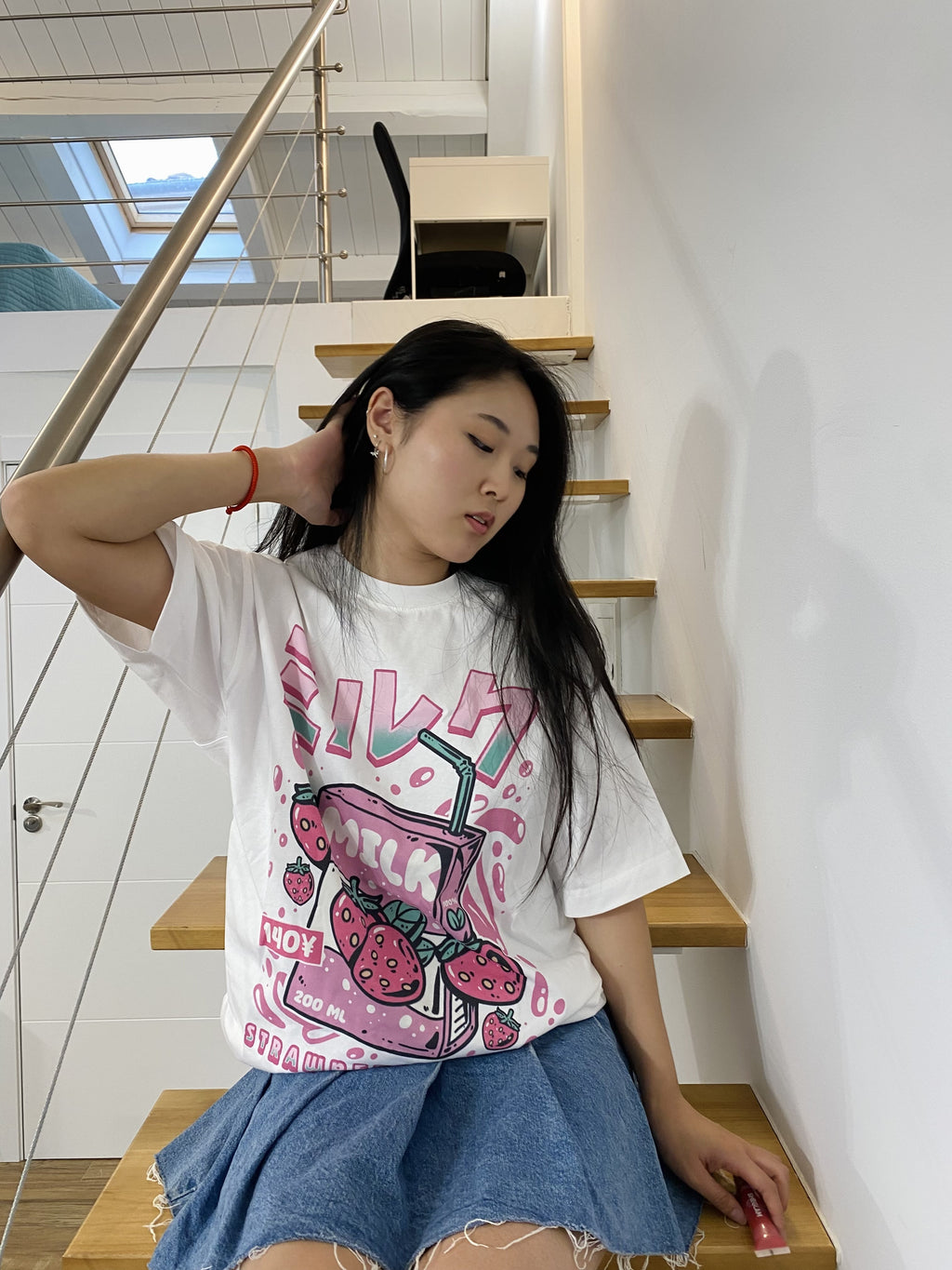Front Print - Strawberry Milk T-Shirt