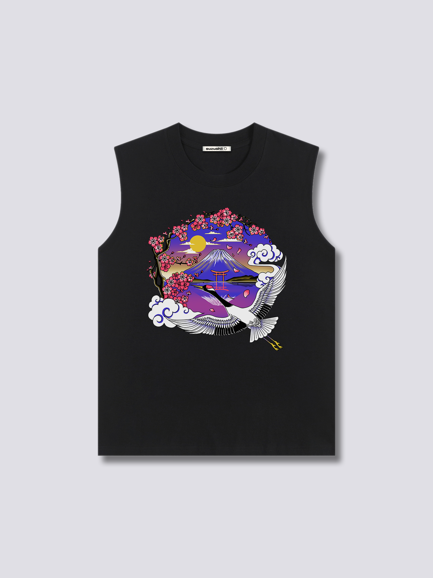 Front Print - Mount Fuji Crane Tank Top