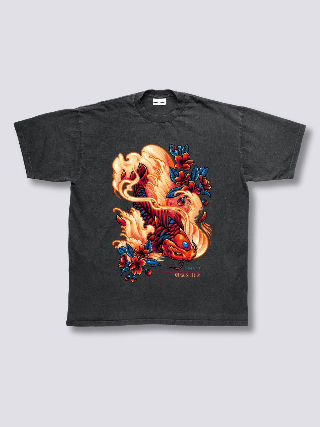 Front Print - Red Koi Vintage T-Shirt